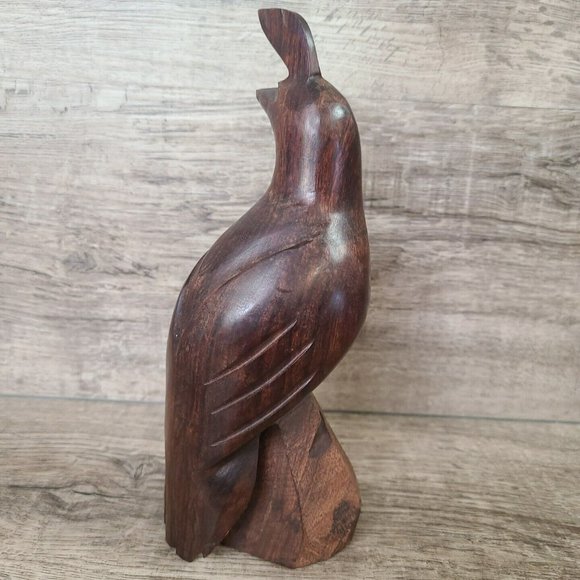 Pair (2) Solid Wood Quail Carving Ironwood Bird Figure Statue Sculpture 8.5 " - Picture 4 of 15